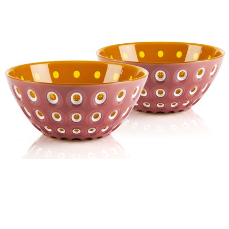 set 2 ciotoline le murrine malva bianco caramello cm 12